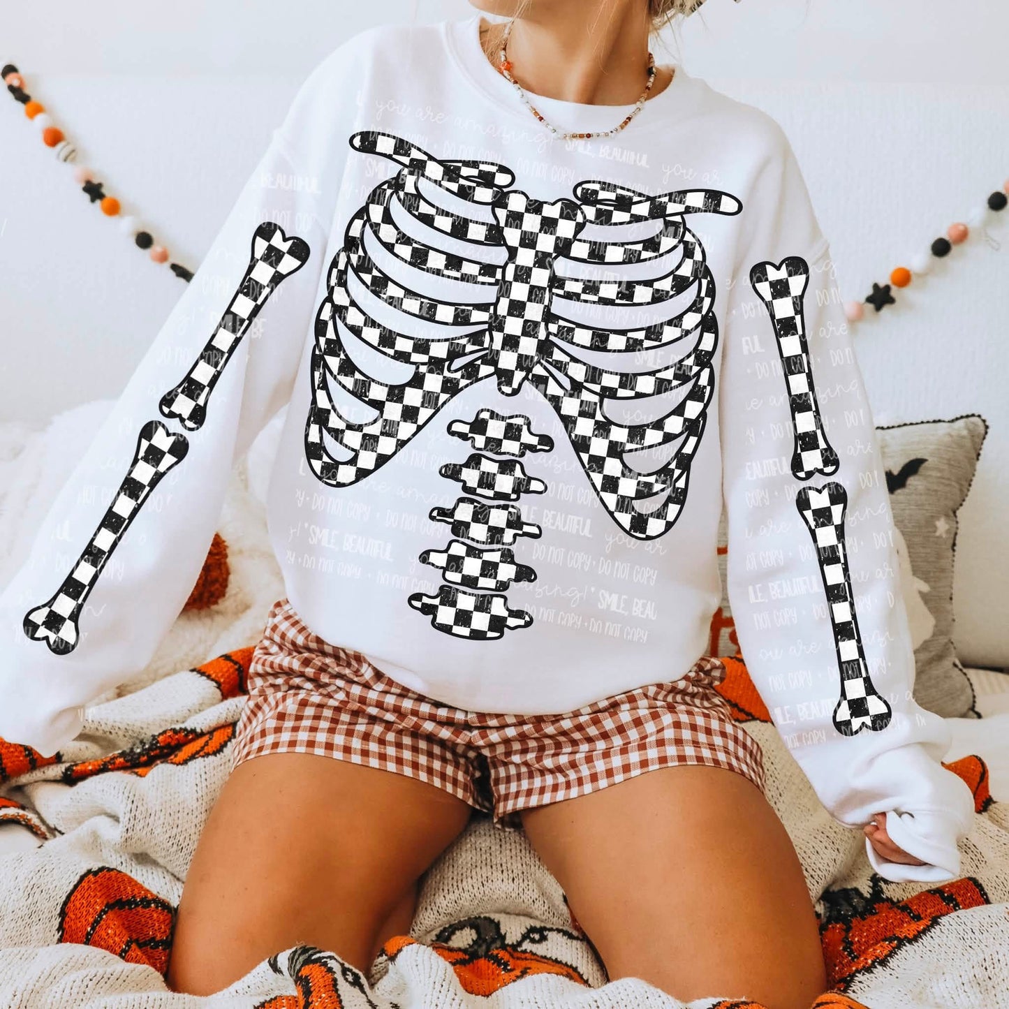 Patterned Bones Crewneck or Hoodie