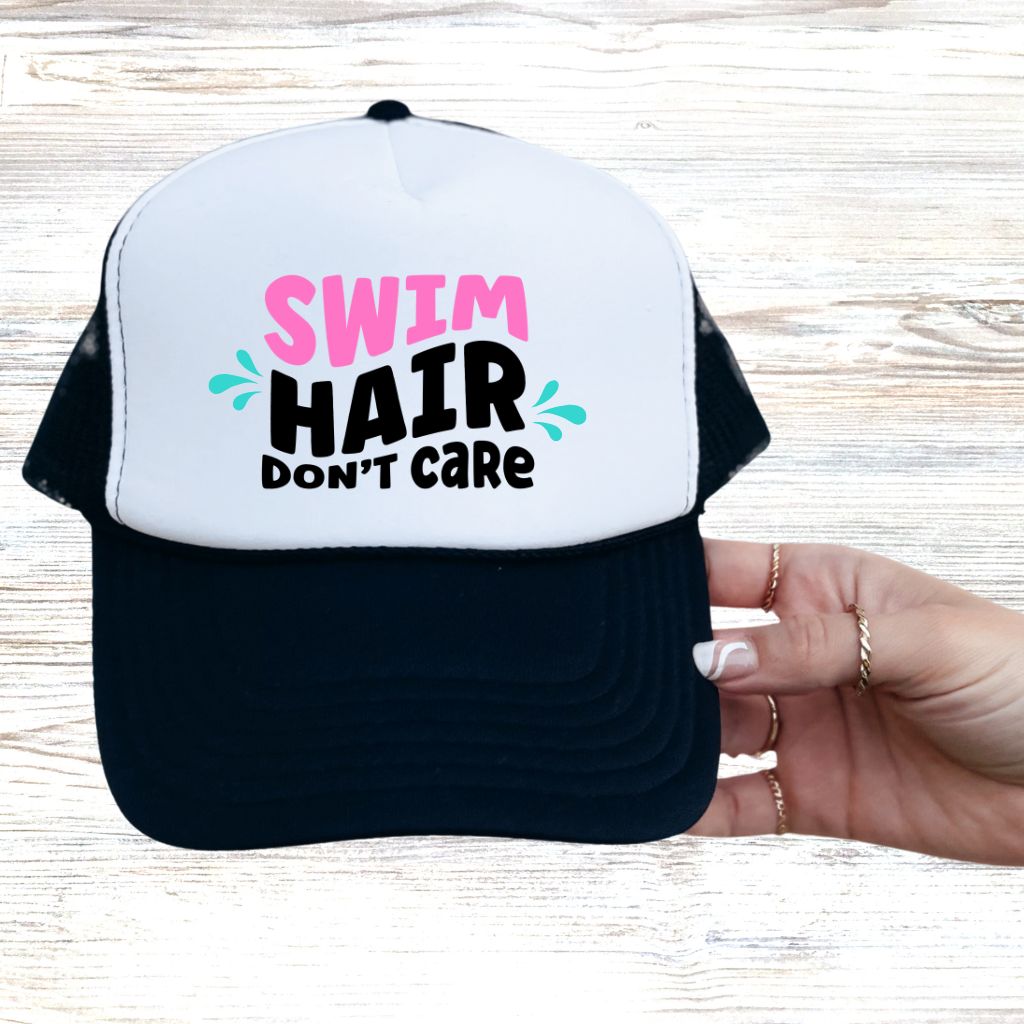 Swim Style Trucker Hats - White Foam Front with Coloured Back Mesh