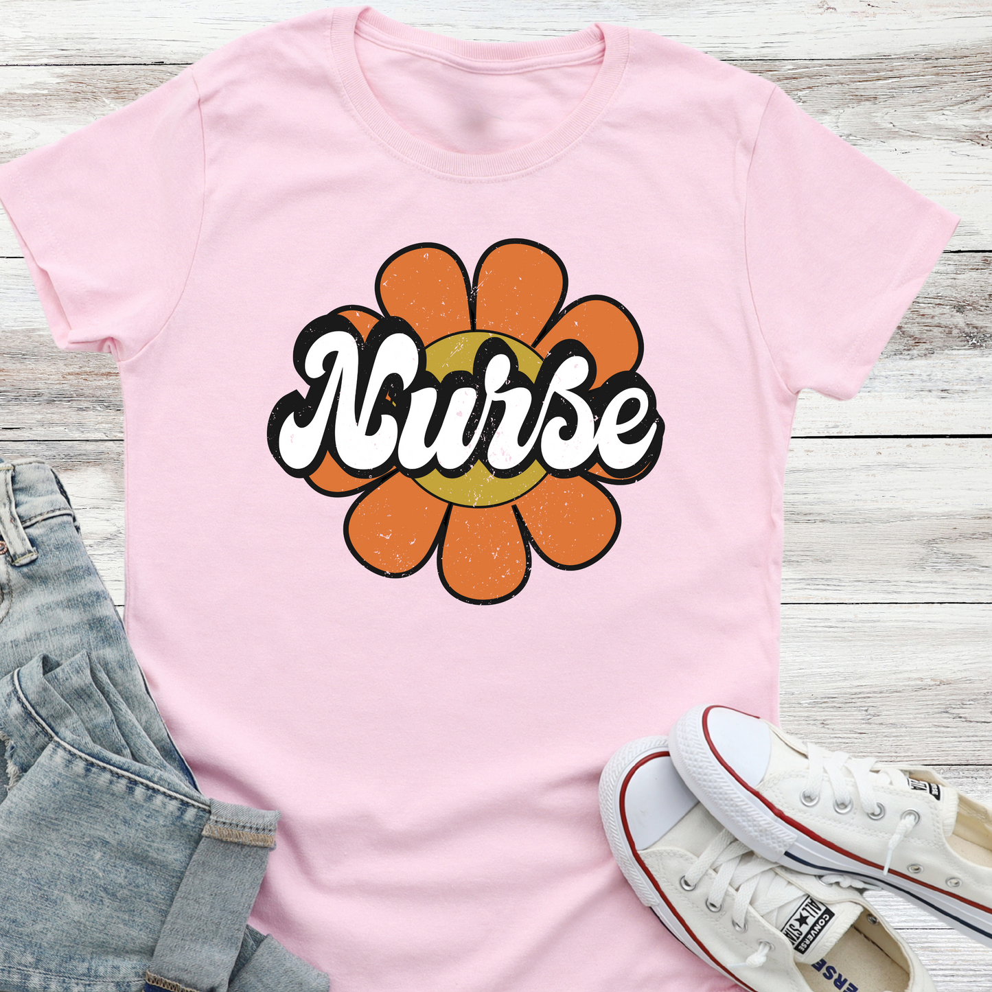 Retro Nurse Flower T-Shirt