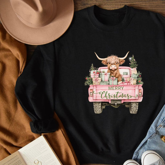 Highland Cow Christmas T-Shirt, Crewneck or Hoodie