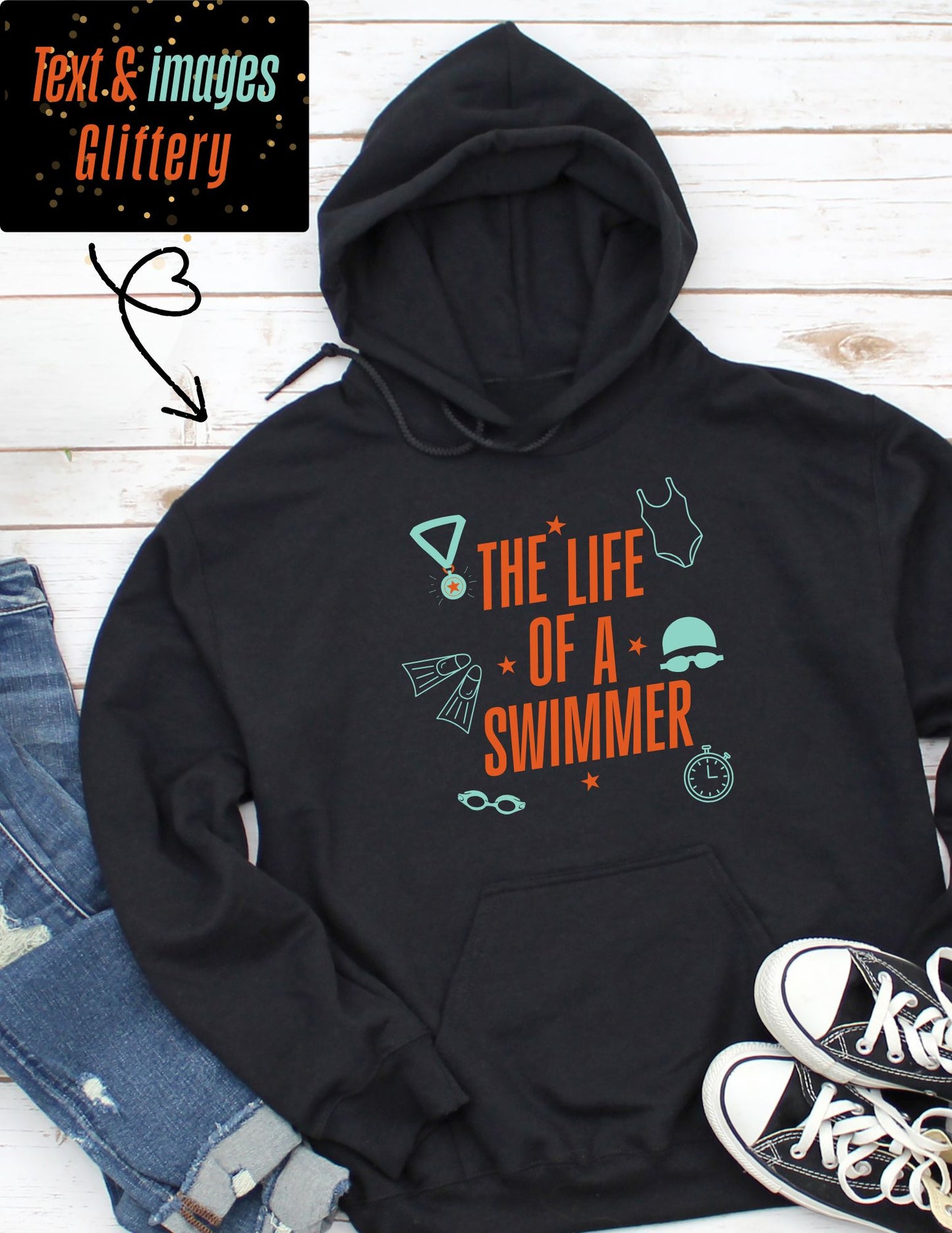 The Life Of A Swimmer (Text & Images Glittery)