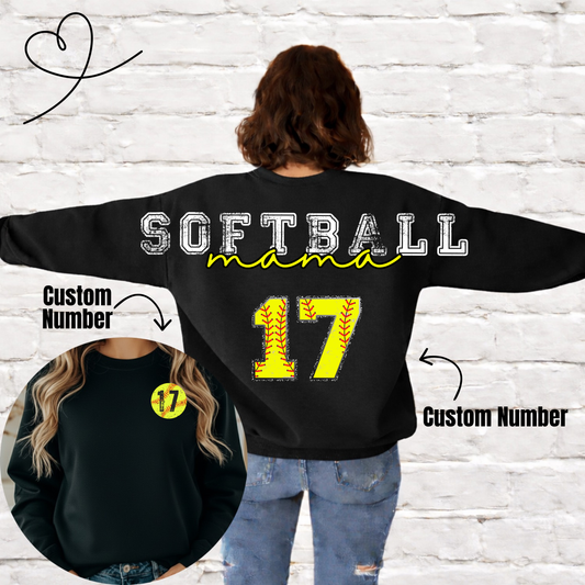 Softball or Baseball Mama Across Back Crewneck