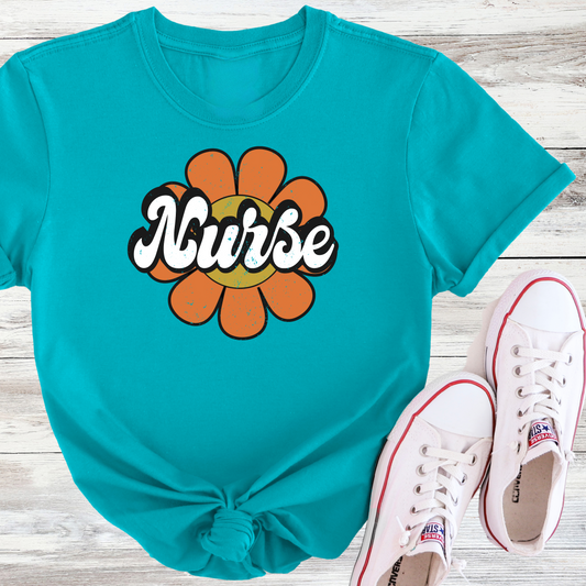 Retro Nurse Flower T-Shirt
