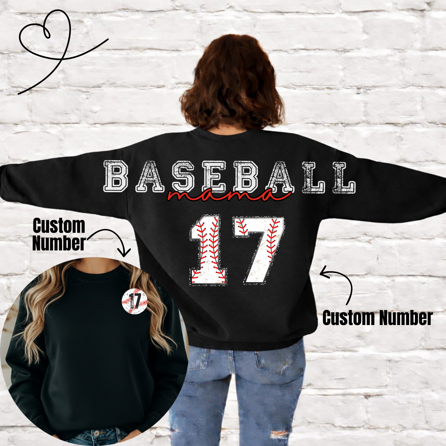 Softball or Baseball Mama Across Back Crewneck