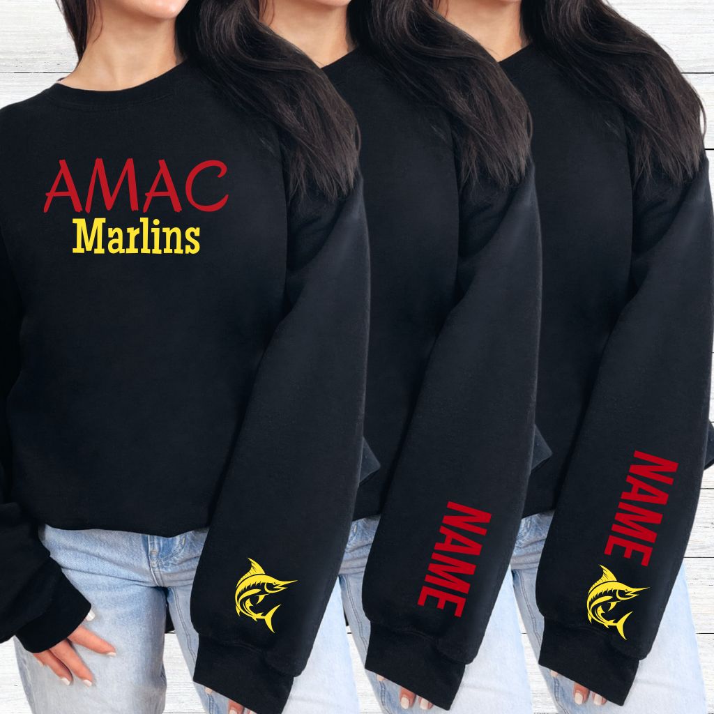 Distressed AMAC Marlins Crewneck or Hoodie