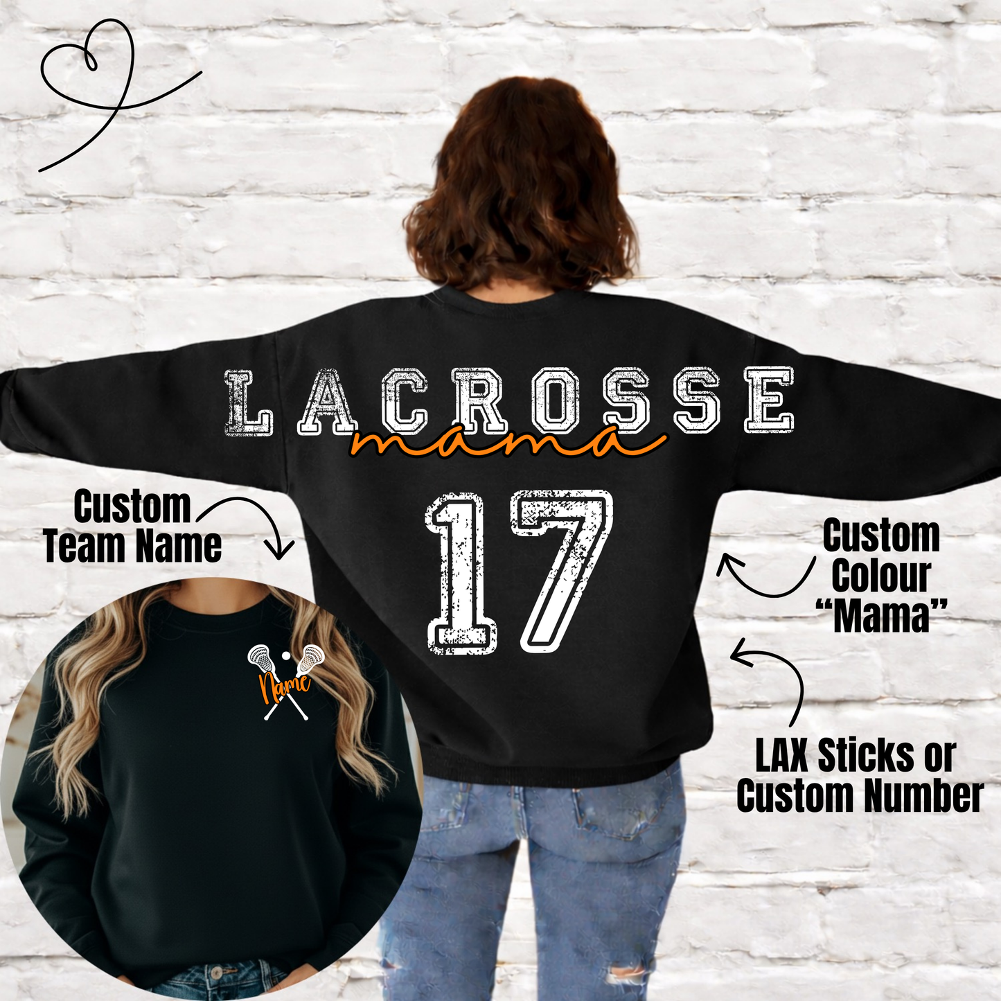 Lacrosse Mama Across Back Crewneck