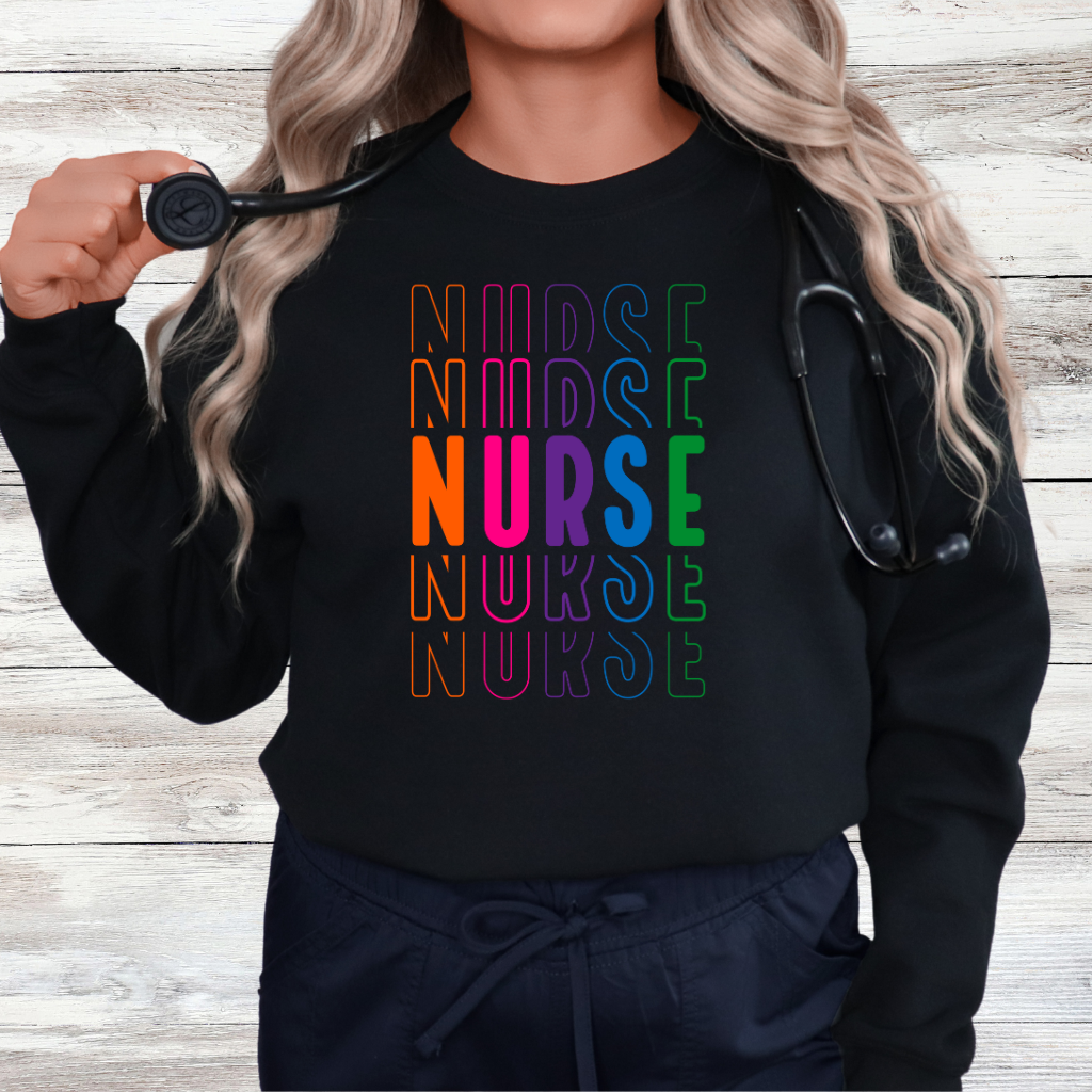 Bright Multi Nurse Crewneck or Hoodie