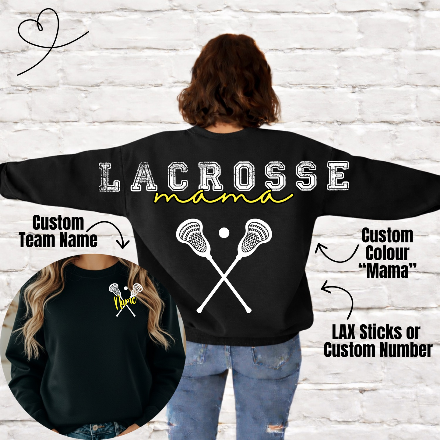 Lacrosse Mama Across Back Crewneck