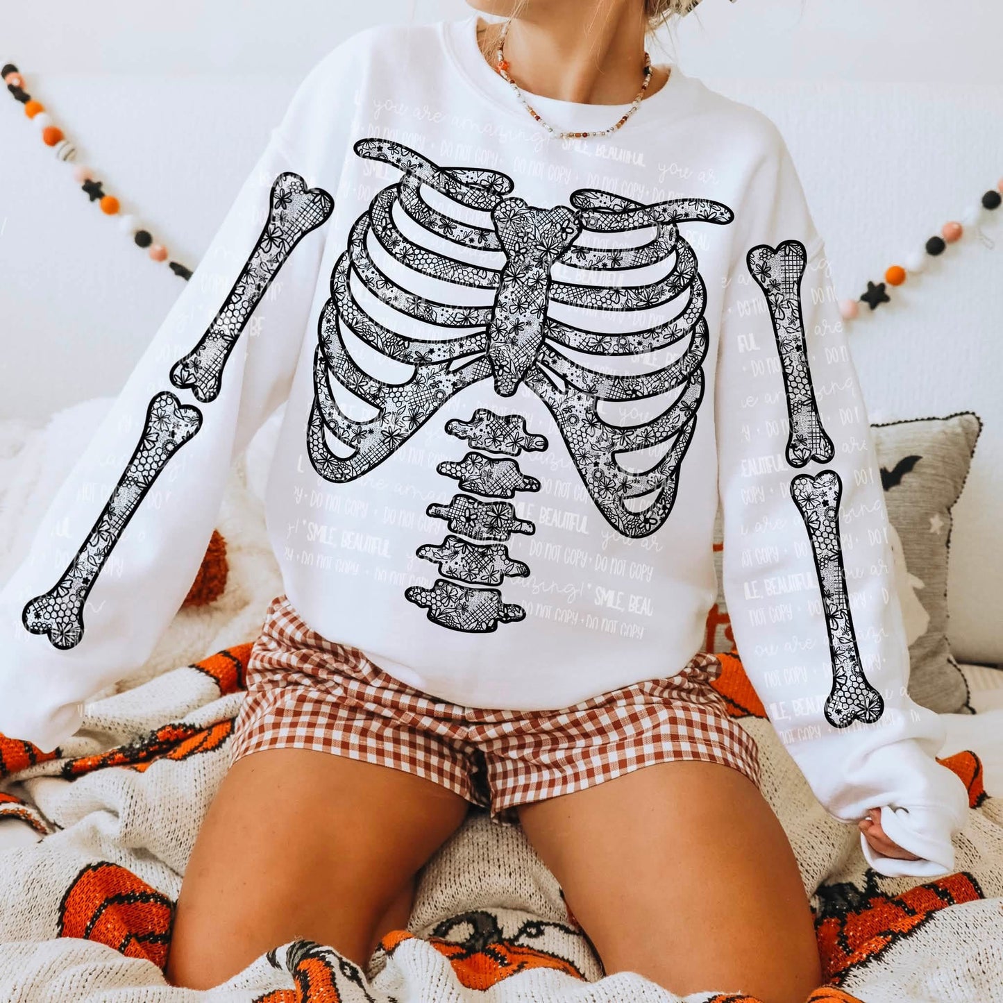 Patterned Bones Crewneck or Hoodie