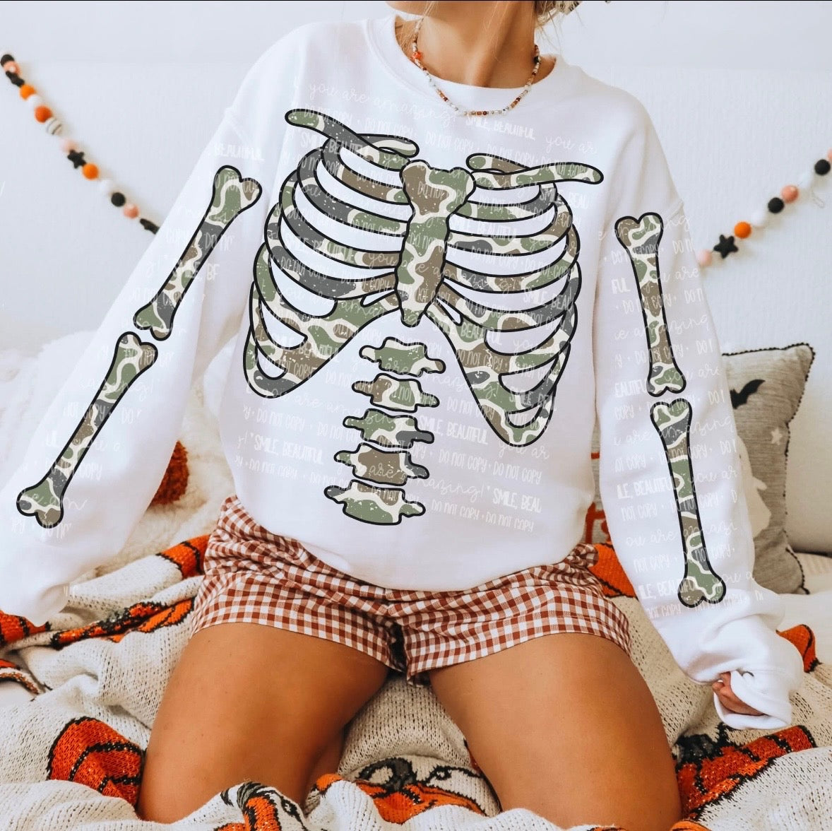 Patterned Bones Crewneck or Hoodie