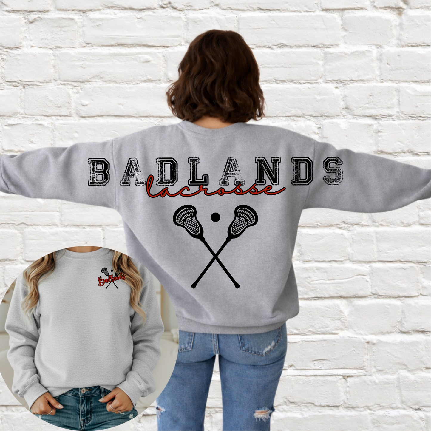 Badlands/Sundevils/Custom LAX Team Across Back Crewneck