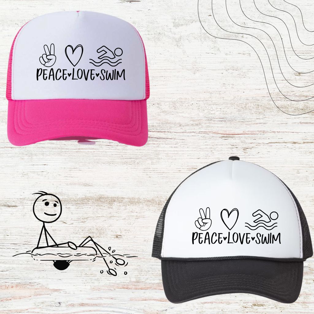 Swim Style Trucker Hats - White Foam Front with Coloured Back Mesh