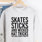 Skates Sticks and Wicked Hat Tricks - Black Font