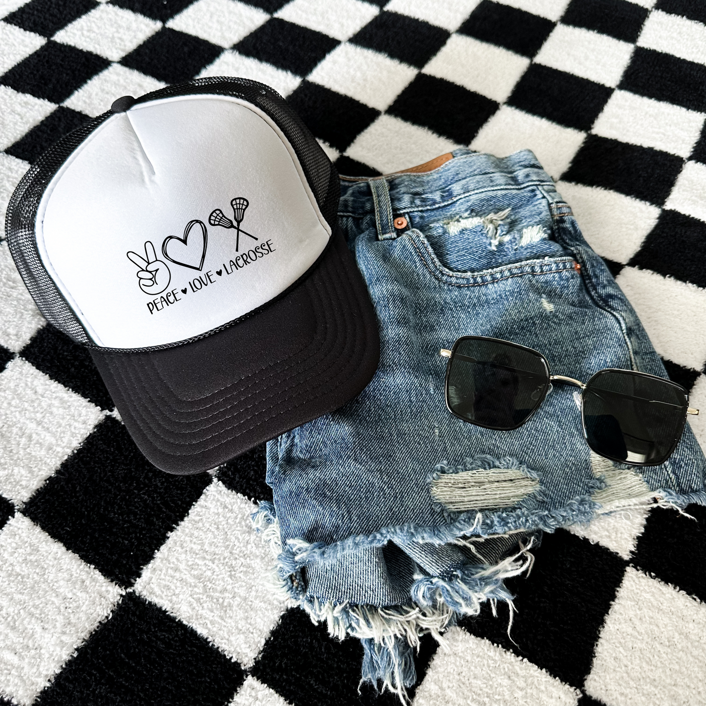 Peace Love Lacrosse Foam Mesh Back Trucker Cap
