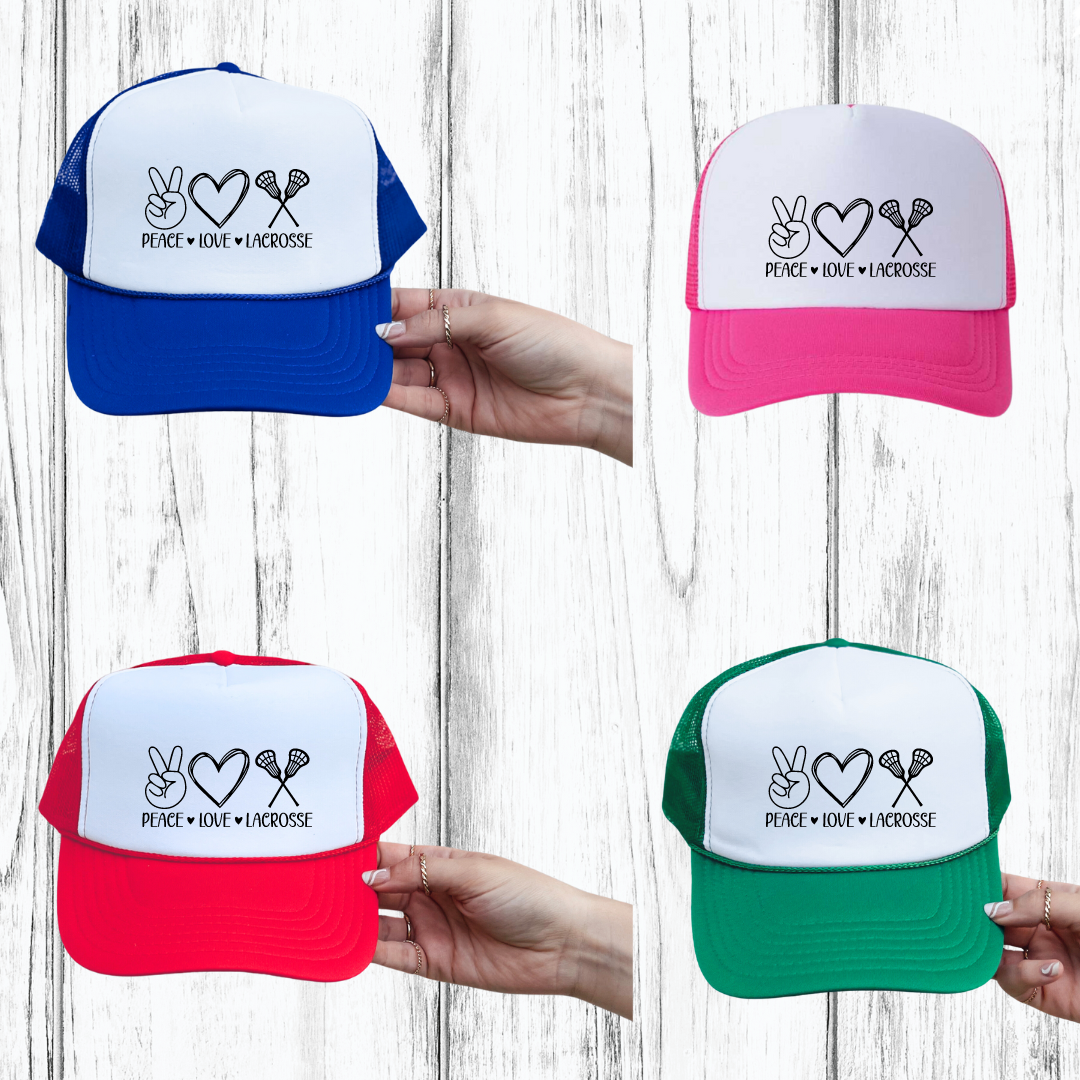 Peace Love Lacrosse Foam Mesh Back Trucker Cap